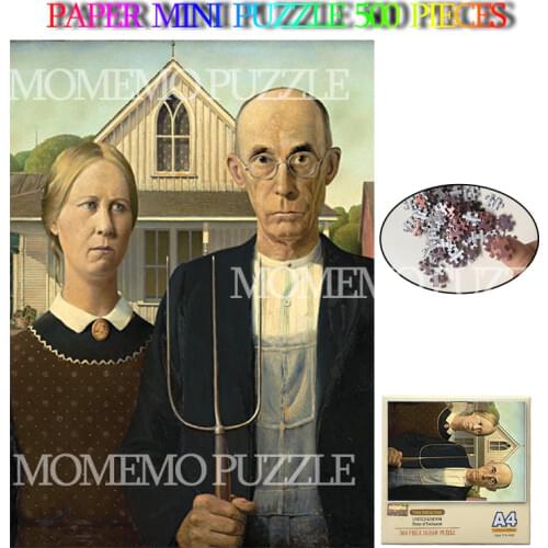 American Gothic Paper Jigsaw Puzzles Mini 500 Piece Puzzle Adults Kids DIY Assemble Brain Challenge Puzzle Toys Games Home Decor