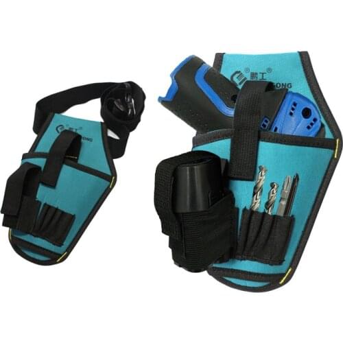 Portable Heavy Duty Drill Driver Holster Cordless Electrician Tool Bag Bit Holder Belt Pouch Waist Cordless Drill Storage Pocket