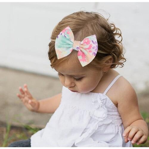 2PCS Rainbow Tie-dye Printing Girls Headband Multicolor Bowknot Elastic Hair Band Toddler Kids Girl Headwear Hair Accessories