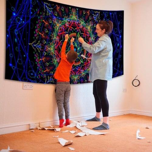 Rectangular Active Tapestry Psychedelic Wall Hanging Printing Multiple Colorful Hippie Art Wall Hanging Tapestries Room Decor