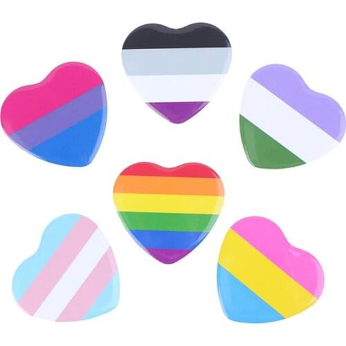 HEART LGBT Design Rainbow Creative Heart Yeh Finger Pin Brooch Metal Pins Badge Denim Enamel Lapel Jewelry Gift women unsix