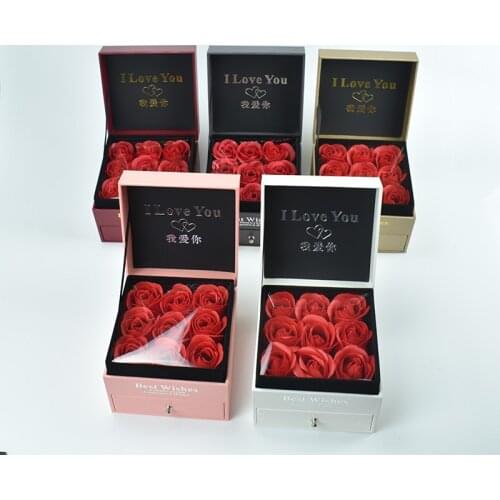 Beautiful Quality Jewelry box Soap Foam Rose Girl friend Gift with 100 languages I love you Necklace For valentines day gift