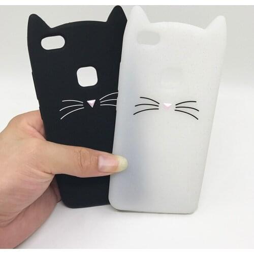 For Huawei P8 Lite 2015 Case 3D Cute Kawaii Lovely Moustache Cat Silicone Cover Case For Huawei P8 P9 P10 Lite 2017 Phone Bag