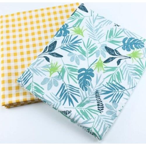 235cm wide Fabrics leaves grid Cotton Fabric Tecido Quilting Bedding Decoration Tissue Home Textile Patchwork Sewing Cloth Craft