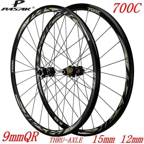 PASAK 700C Disc Brake Road Bike Wheelset Sealed Bearing 12Speed Bicycle Wheels 30MM Rim Thru-axis 29inch Wheel Off-road
