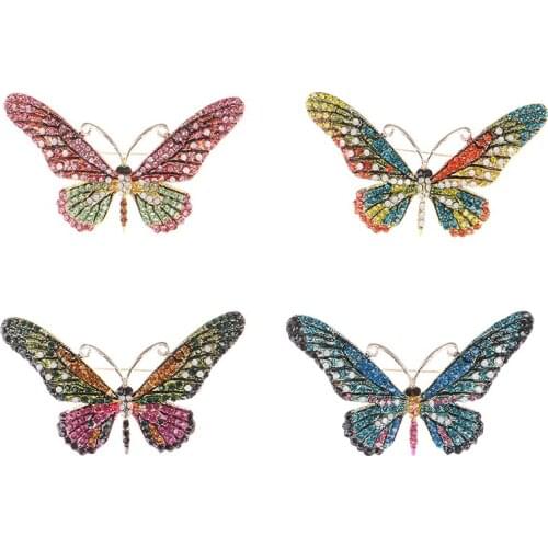 1PC Colorful Animal Butterfly Luxury Crystal Pin Brooches For Women Party Banquet Rhinestone Pins Clothese Decor Accessories
