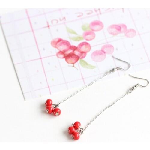 New Trendy Ceramic Earrings for Women Red Beads Small Dangle Earrings Handmade Girl Jewelry Long Summer Style Wholesale