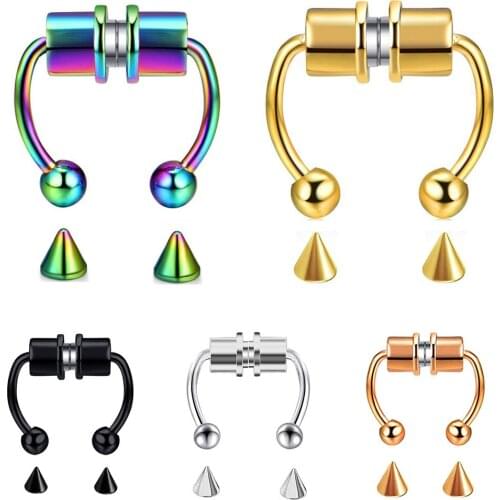 1PC U Shaped Fake Nose Ring Hoop Septum Rings Stainless Steel Nose Piercing Fake Piercing Oreja Pircing Jewelry