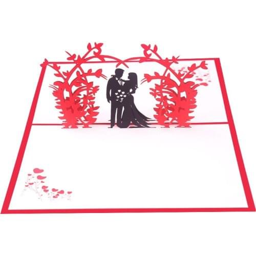 10pcs Wholesale 3D Handmade Romantic Couple Bridegroom Bride Paper Invitation Greeting Cards Engagement Wedding Party Gift