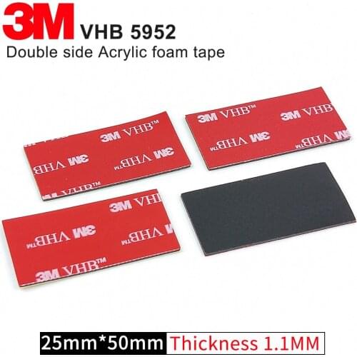 10Pcs/Lot 3M VHB 5952 Heavy Duty Double Sided Adhesive Acrylic Foam Tape Good For Car Camcorder DVR Holder,Size 25mm*50mm