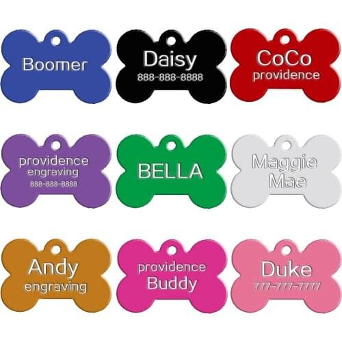100 pcs/lot Bone Shape Double Sides Personalized Dog ID Tags Customized Cat Puppy Name Phone No. ( Don't offer Engrave Service)