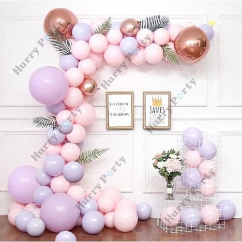 107pcs Macaron Pink Purple Balloon 4D Rose Gold Foil Balloons Garland Arch Kit For Birthday Baby Shower PartyDecorations
