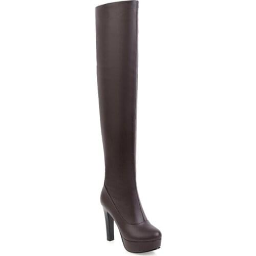 2017 autumn/winter fashion foreign trade side zippers waterproof thick with ultra-high 43 knee-high boots with 40-1014
