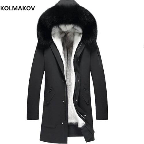 2021 new arrival winter natural fox fur collar &mink fur liner hooded parkas men,liner detachable warm jackets coat size M-5XL