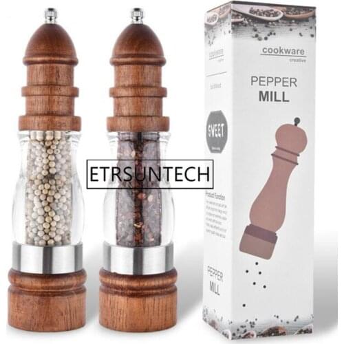 30pcs Wooden Salt and Pepper Grinder Set - Wood and Acrylic Mills, Adjustable Coarseness Ceramic Grinder
