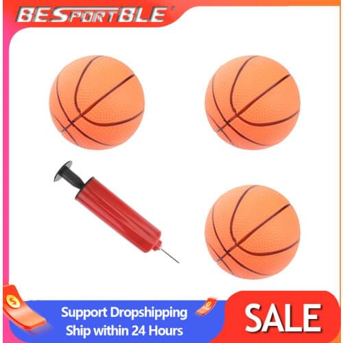 4pcs Sports Goods Set 3 Inflatable Mini Bouncy Basketball Sports Ball with One Inflator for Kids Children