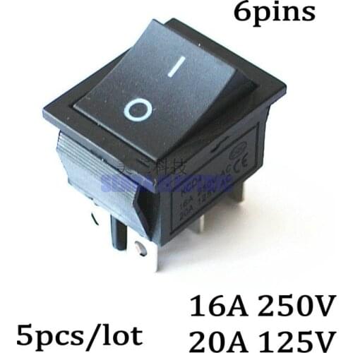 50pcs/lot 6 Pins ON/ON 16A 250V KCD4 Boat Rocker Switch Car Auto Black Power Rocker Switch