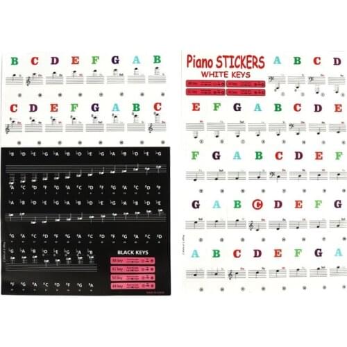 54/61/88 Transparent Piano Keyboard Stickers Electronic Keyboard Key Piano Stave Note Sticker Symbol Musical Accessories