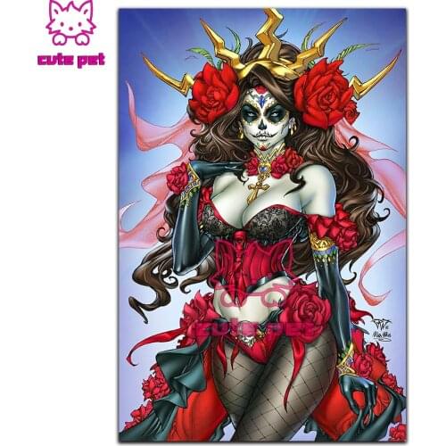 DIY Diamond Painting Cross Stitch kit Sugar Skull Makeup woman Diamond Embroidery rhinestone Home Decor Halloween Holiday gift