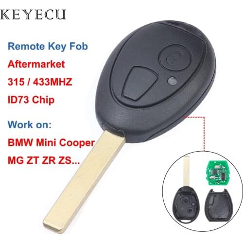 Keyecu Aftermarket Remote Key Fob 315 / 433MHZ PCF7931AS ID73 Chip Car Key for BMW Mini Copper,MG,ZT,ZR,ZS,Hatch,Rover 75,R50