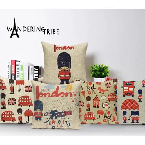 Britain Soldier Cushion Covers Cartoon London Pillows Cover Cushions Children Home Decoration Bed Sofa 45x45 Throw Pillow Case
