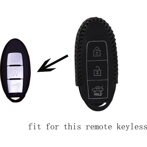 Genuine leather Keyless Remote Control Key Fob Cover Case Protector for Nissan Teana LIVINA X-Trail 3 Buttons white