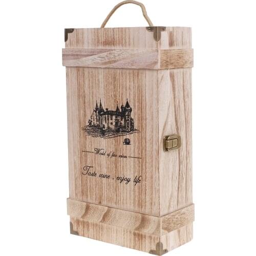 Drop Ship Vintage Wood 2 Red Wine Bottle Box Carrier Crate Case Storage Carrying Display Holder Birthday Party Christmas Gift