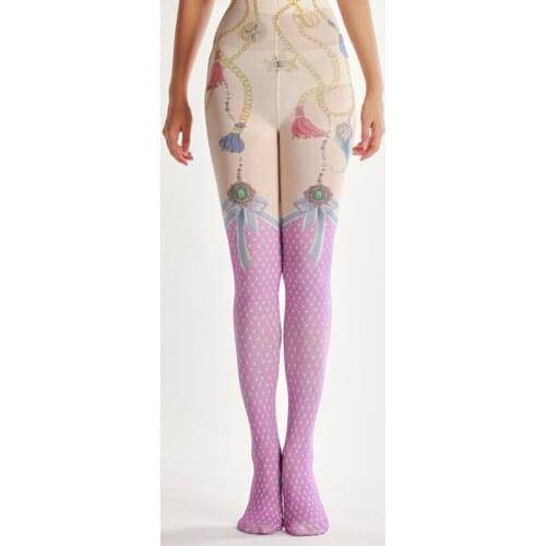2020 Stockings Crotchless Womens Pantyhose Goose Down Pattern Fashion 140d Spring And Autumn Diamond Personalized Printing Net