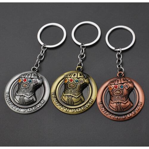Disney Marvel Legends Avengers Movie Surrounding Keychain Infinite War Spin Key Chain Thanos Glove Fist Pendant Keyring