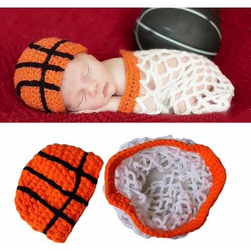 Newborn Photo Props Knit Cute Athlete Basketball Hats Cartoon Baby Boy Girl Cap Infant Shooting Photography Accessories