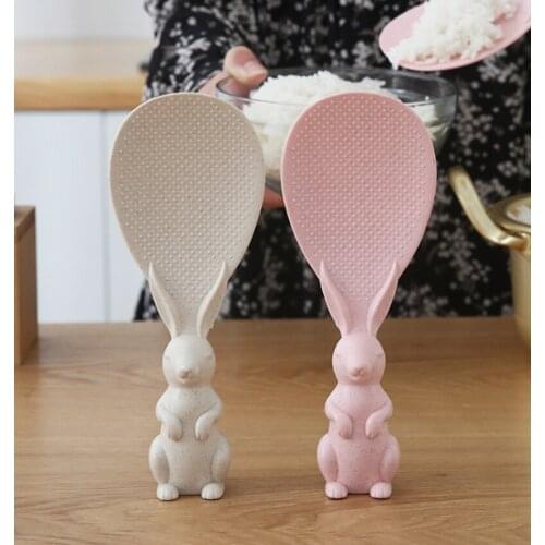 Home Wheat Straw Rabbit Spoon Lovely Cartoon Animal Rabbit Rice Shovel Rice Kitchen Cooker Spoon Creative Non-stick Rice Spoon