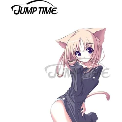 JumpTime 13 x 3.7cm For Anime Cat Girl Kawii Decal Windshield Motorcycle Car Stickers Refrigerator Bumper Car Styling