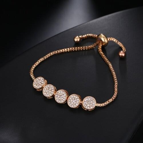 Hot Sale New Jewelry European and American Simple Five-Disc Slidable Bracelet Inlaid Crystal Bracelet for Fashion Women Gifts