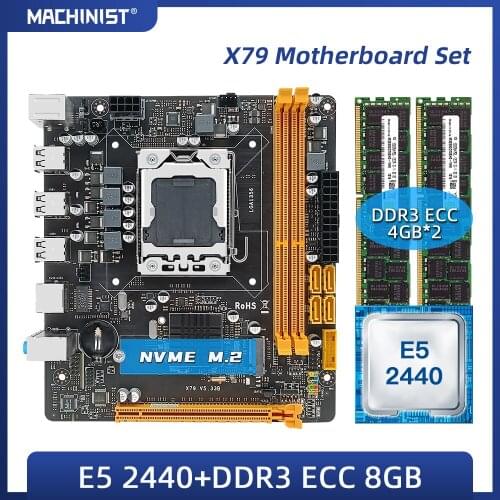 MACHINIST X79 motherboard LGA 1356 set kit with Xeon E5 2440 processor DDR3 ECC 8GB(2*4GB)RAM memory NVME M.2 Mini DTX X79-5.33B