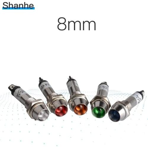 8mm metal LED Warning Pilot Light metal led lamp led indicator light metal LED light often work with push button switch