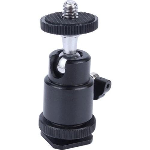 Mini Ball Head Hot Shoe Adapter To 1/4 Mount Screw for DSLR Camera LED Video Camera Tripod 360 Degree DSLR Camera Accessories