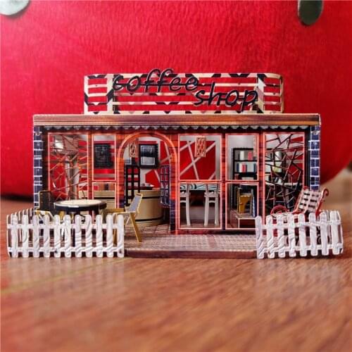 MMZ MODEL nanyuan 3D metal puzzle Coffee Shop model kits DIY Laser Assemble jigsaw model kits puzzles for children gifts girls