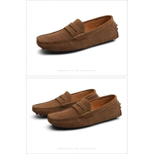 Large Size 50 Men Loafers Soft Moccasins High Quality Spring Autumn Genuine Leather Shoes Men Warm Flats Driving Shoes