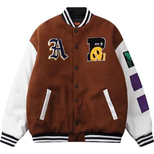 KIOVNO Men Hip Hop Embroidery Baseball Jackets Vintage Patchwork Streetwear Outwear Coats For Male Autumn