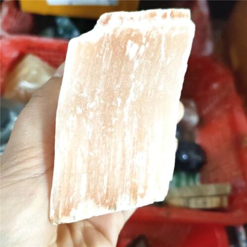 Natural orange selenite gypsum rod with irregular reiki mineral specimens healing crystal