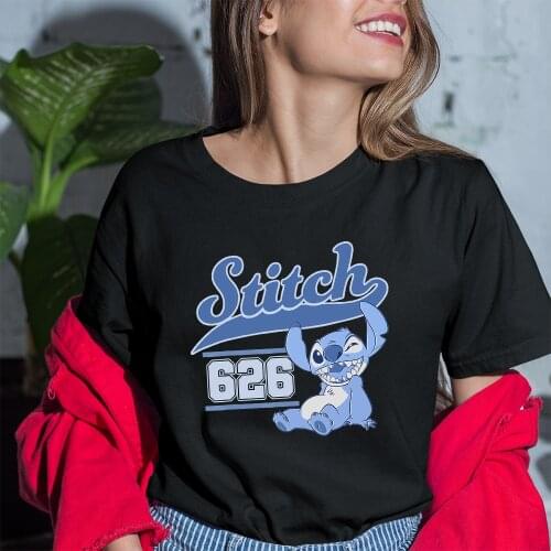 New Disney T Shirt Fashion Women Harajuku Ulzzang Tshirts Summer Tops Girls Lilo & Stitch Graphic Tee Female Clothing