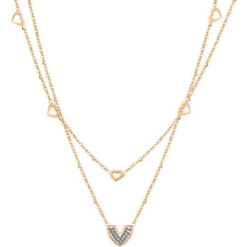 New Fashion Heart-shaped Zircon Necklace Rose Gold Color Stainless Steel Jewelry For Woman Gift Not Fade Wholesale