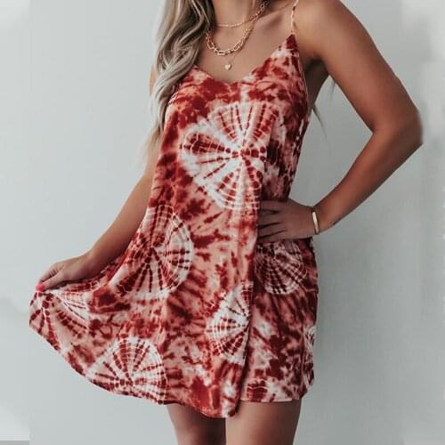Flower Print Dress Women Sleeveless Spaghetti Strap Elegant Summer Mini Dress 5xl V Neck Sukienka Casual Boho Dress Large Size
