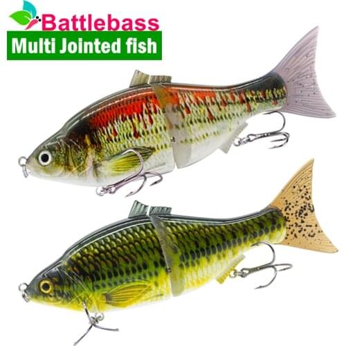BATTLEBASS Fishing Lures 2 Segmented Slider Swimbait Bass Fishing Tackle 15cm 51g Floating Glider Metal Jointed Shad Bait