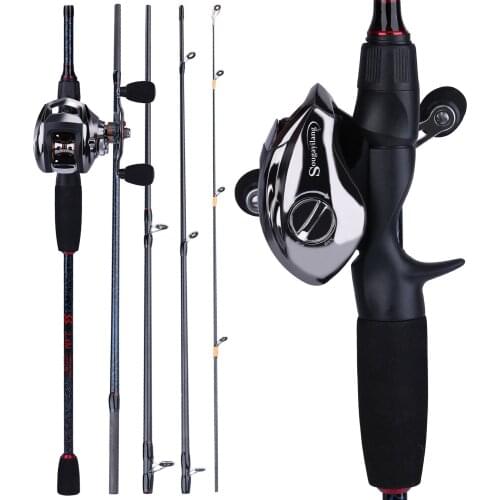 Sougayilang 1.8m-2.4m Fishing Rod Reel Combos and 18+1BB High Speed 6.3:1 Gear Ratio Baitcasting Reel Fishing Tackle Kit