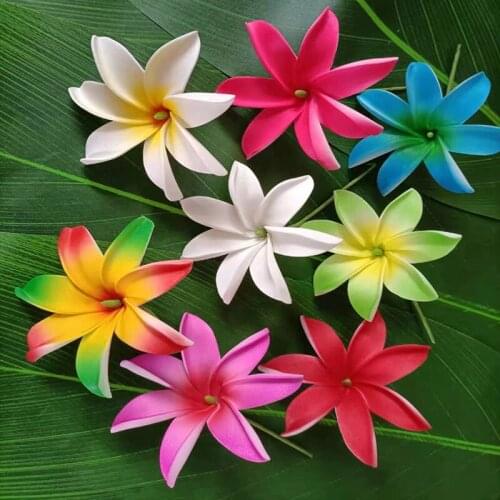 MIXED COLORS Free Shipping F1176 80pcs/lot 10CM 8 Colors Foam Tiare Hair Pick Women Hair Accessories Hawaii Flower Wholesale