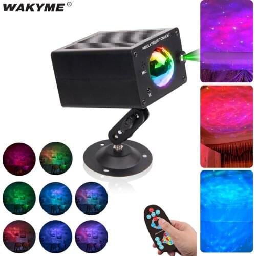 WAKYME LED Galaxy Stage Effect Light Laser Projector Sound Party Light Remote Projection Lamp for Christmas Holiday DJ Party