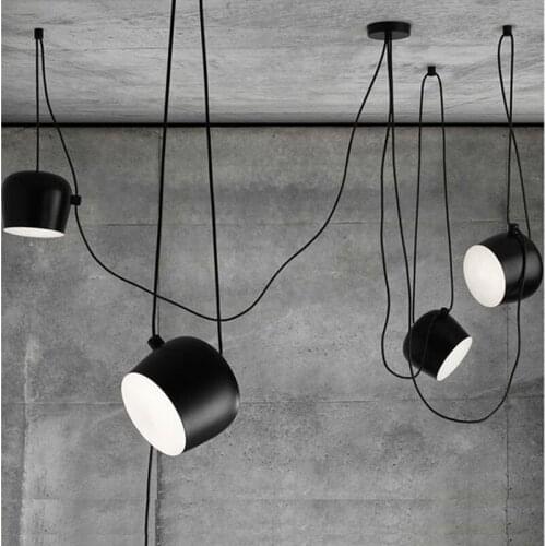 Lampshde iron modern hanging lamps e27 220v for decor indoor home/office suspension luminaire black/white fashion pendant light