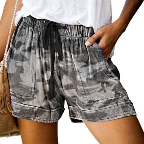 High Waist Women Shorts Multi Pockets Comfy Flower Print Elastic Waist Loose Shorts Streetwear