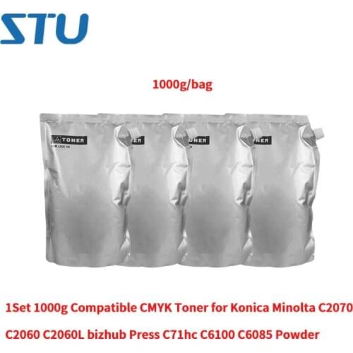 1Set 1000g Compatible CMYK Toner for Konica Minolta C2070 C2060 C2060L bizhub Press C71hc C6100 C6085 BH C71hc C6100 Powder